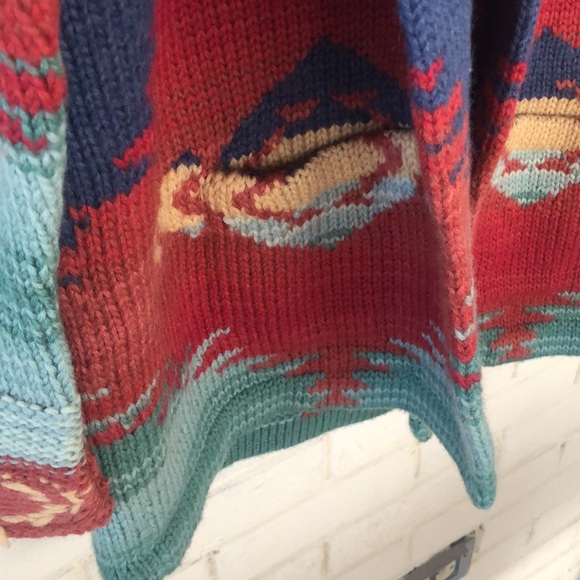 Lauren Ralph Lauren Southwestern Heavy Knit Cardigan Size Petite Small - Picture 5 of 8